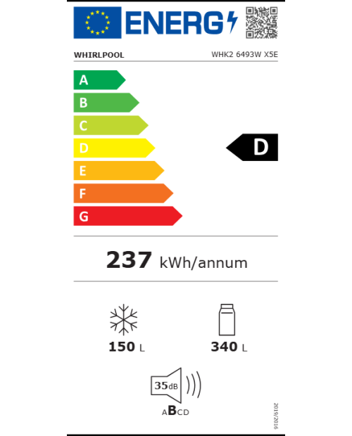 COMBINADO WHIRLPOOL - WHK26493WX5E COMBINADO WHIRLPOOL - WHK26493WX5E