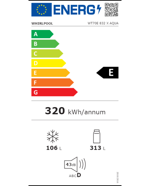 FRIGORÍFICO WHIRLPOOL - WT70E 832 X AQUA FRIGORÍFICO WHIRLPOOL - WT70E 832 X AQUA