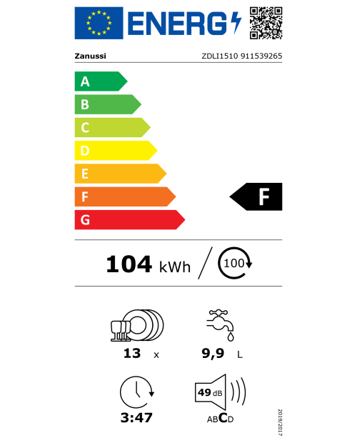 MÁQUINA DE LAVAR LOUÇA ZANUSSI - ZDLI1510 MÁQUINA DE LAVAR LOUÇA ZANUSSI - ZDLI1510