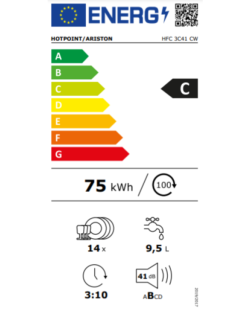 MÁQUINA DE LAVAR LOUÇA HOTPOINT - HFC 3C41 CW MÁQUINA DE LAVAR LOUÇA HOTPOINT - HFC 3C41 CW