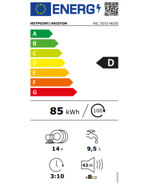 MÁQUINA DE LAVAR LOUÇA HOTPOINT - HIC 3O33 WLEG MÁQUINA DE LAVAR LOUÇA HOTPOINT - HIC 3O33 WLEG