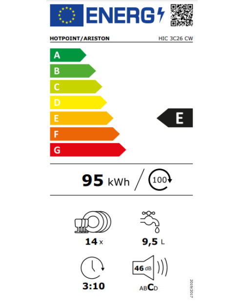MÁQUINA DE LAVAR LOUÇA HOTPOINT - HIC 3C26 CW MÁQUINA DE LAVAR LOUÇA HOTPOINT - HIC 3C26 CW