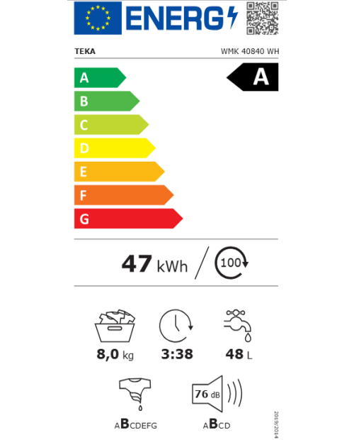 MÁQUINA DE LAVAR ROUPA TEKA - WMK 40840 WH MÁQUINA DE LAVAR ROUPA TEKA - WMK 40840 WH