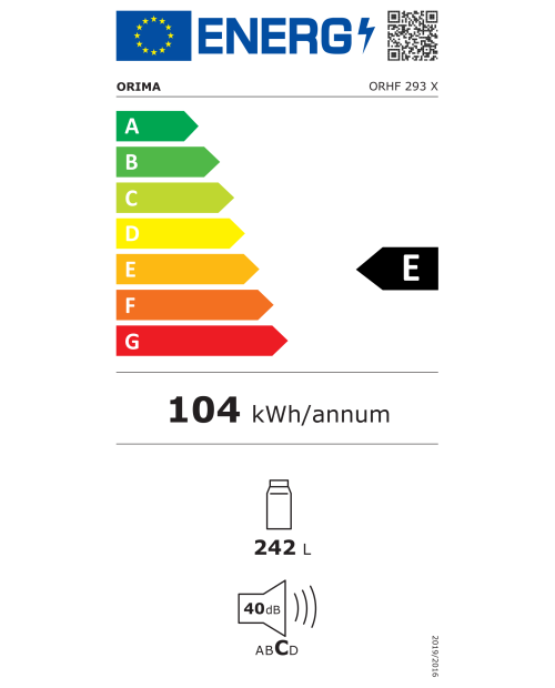 FRIGORIFICO ORIMA ORHF-293-X FRIGORIFICO ORIMA ORHF-293-X